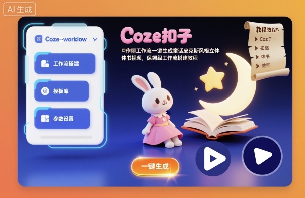 Coze扣子工作流一键生成童话皮克斯风格立体书视频,保姆级工作流搭建教程-互为学习资料库