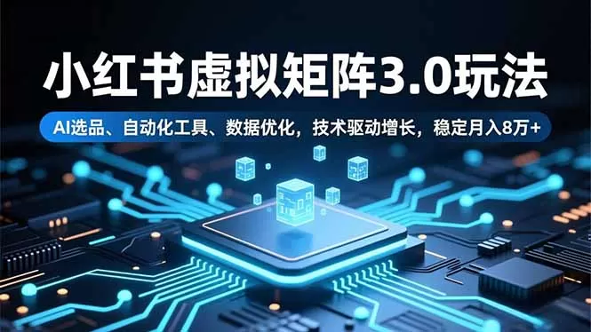 小红书虚拟矩阵3.0玩法，AI选品、自动化工具、数据优化，技术驱动增长，稳定月入8万+-互为学习资料库