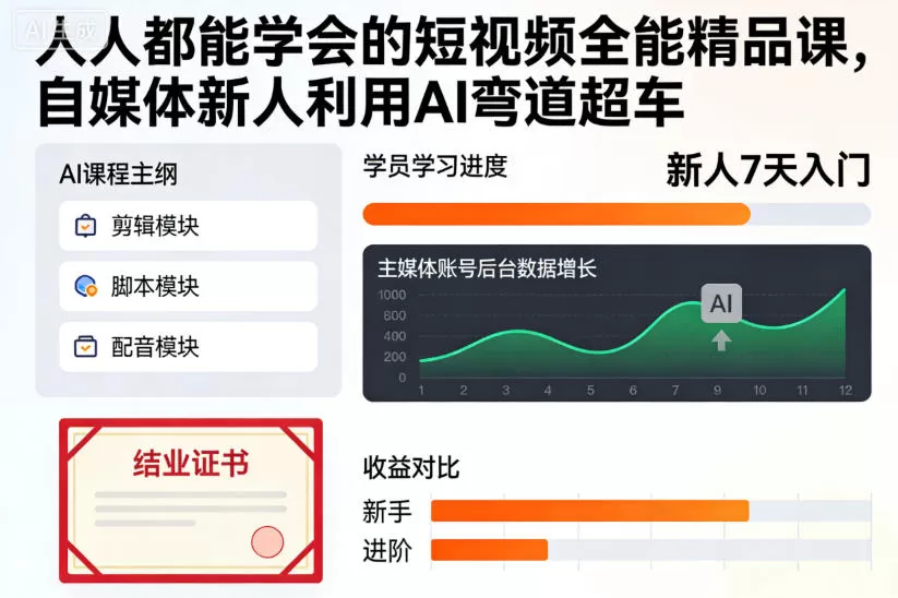 人人都能学会的短视频全能精品课，自媒体新人利用AI弯道超车-互为学习资料库